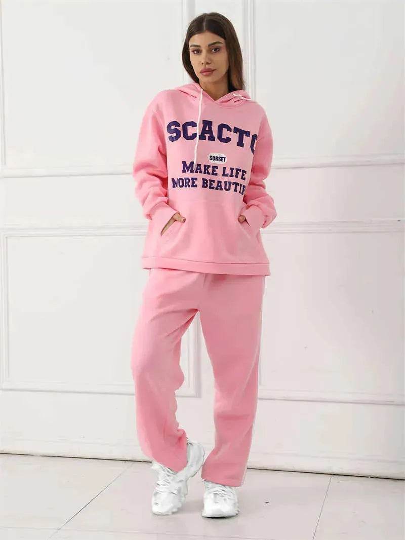 Fashion Casual joggers and hoodie set women's