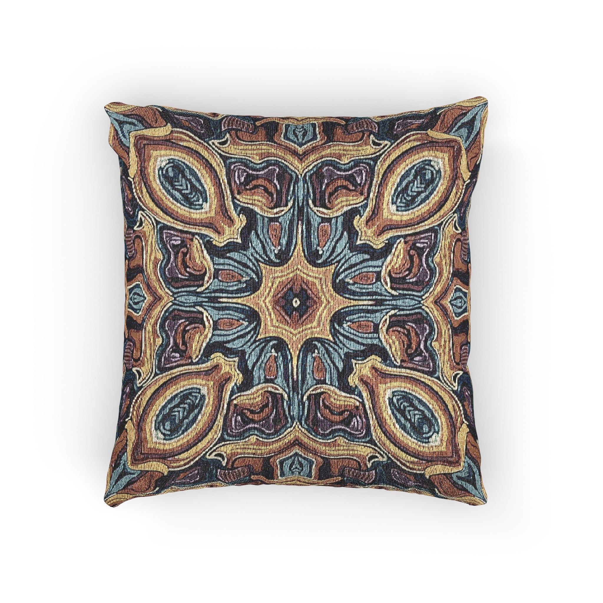 Bohemian Woven Pillow – Mosaic Medallion Decorative Throw Pillow
