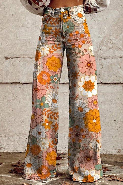 3D Novelty Print Wide Leg Jeans – Loose Fit Graphic Denim Pants