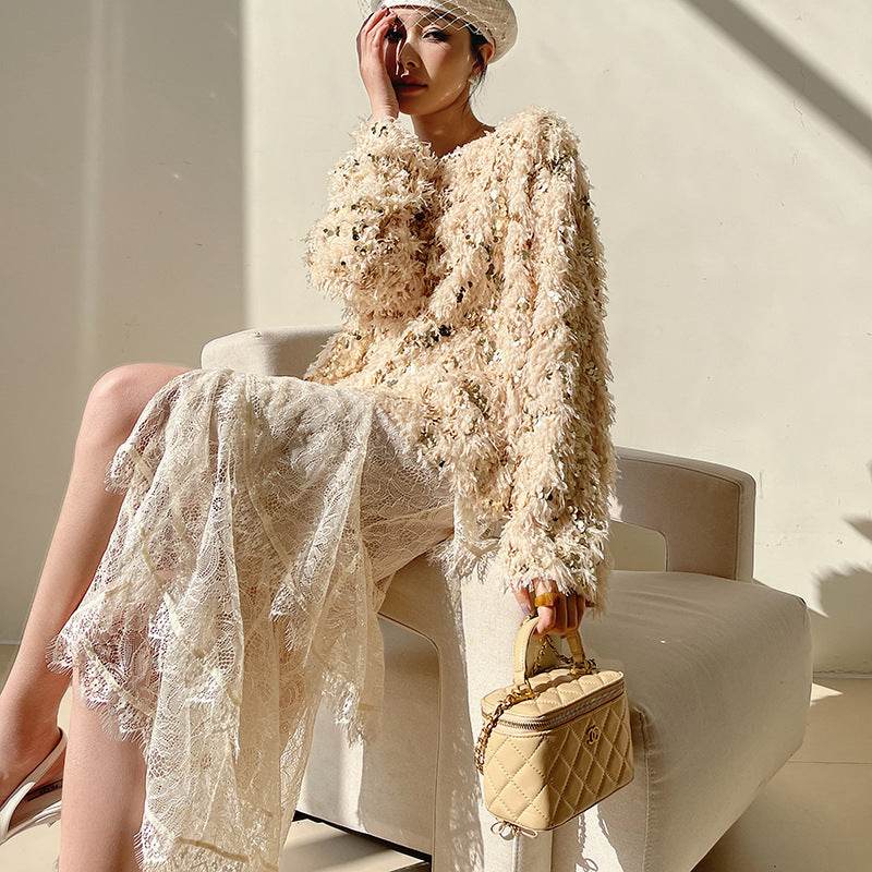 Spring Summer Irregular Cake Layer Lace Midi Tulle Skirt