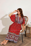 Modest Plus Size Summer dress V Neck Midi Beach boho Dress