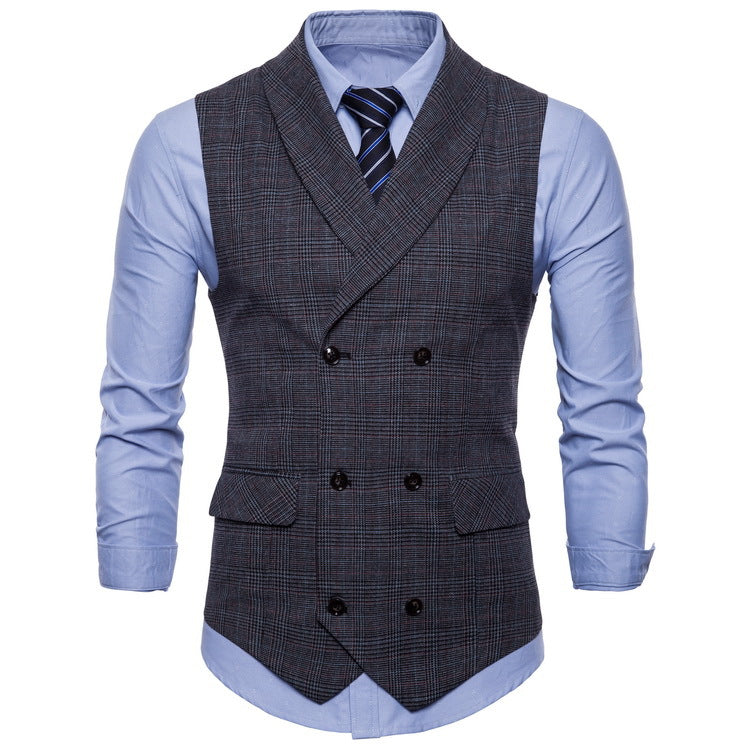 Men's Slim Fit Business Waistcoat – Double Breasted Suit Vest