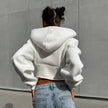 Y2K Slim-Fit Zip-Up Corset Hoodie – Long Sleeve Street Fashion Cardigan in Grey & White (S–L)