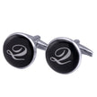 Men's Black Round Enamel Initial Letter Cufflinks – Brass & Crystal Formal Cufflinks A–Y | Canada & USA