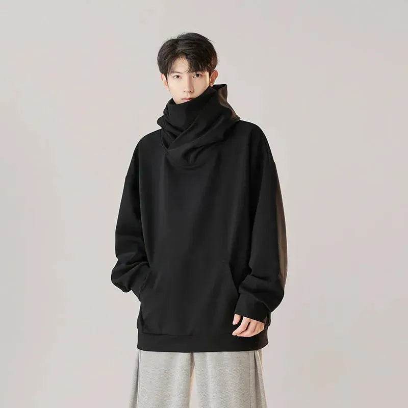 Autumn Winter Oversized Turtleneck Hoodie  Pullover for mens