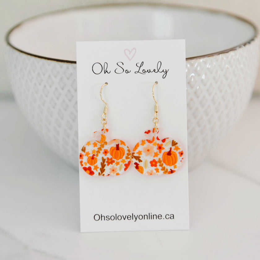 Reese Pumpkin Acrylic Drop Earrings