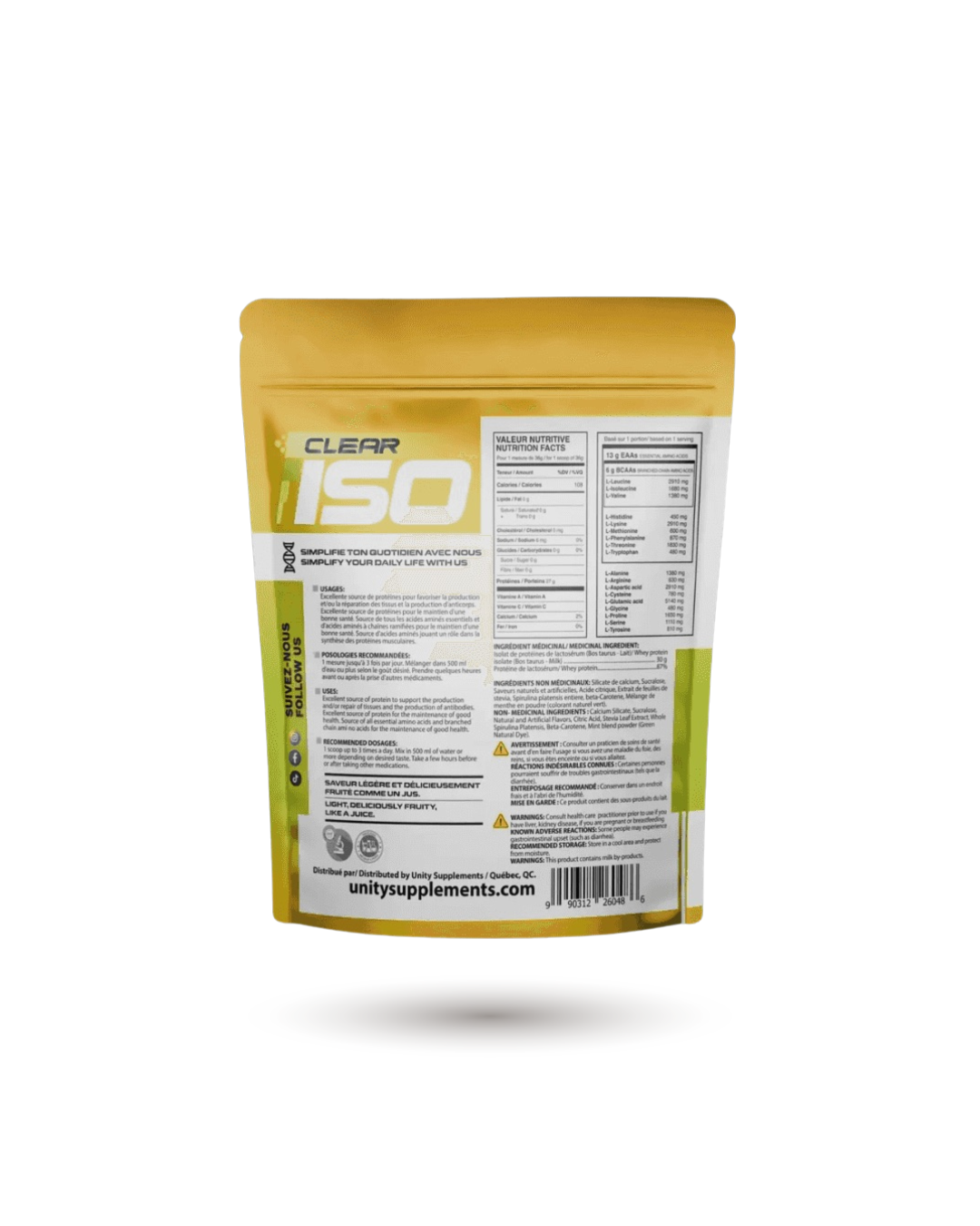 Unity Supplements Clear Isolate Protein Powder