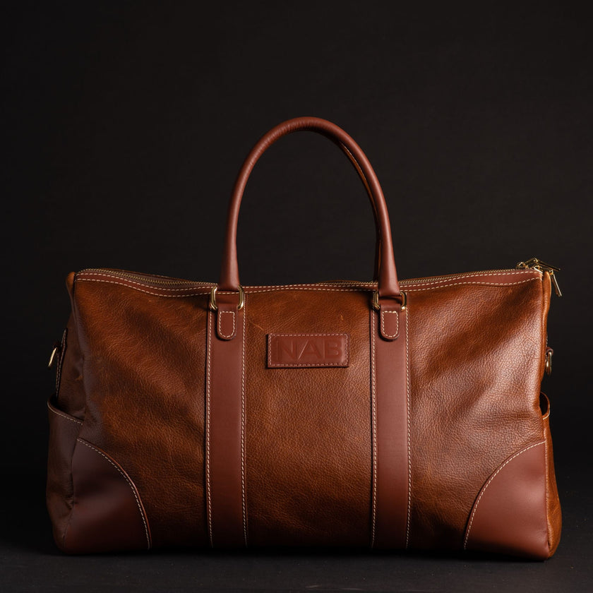 The Shield Duffle- Black Full-Grain Leather Duffle Bag Made in Canada