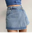 Elegant Anti-exposure Irregular Mini Denim Skirt