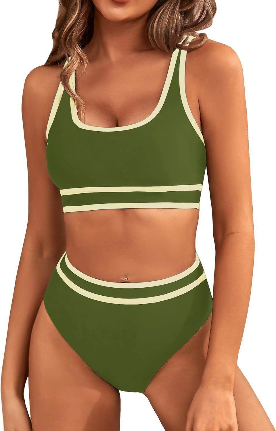 Bikini Tight-fitting Solid Color Swimsuit For Women