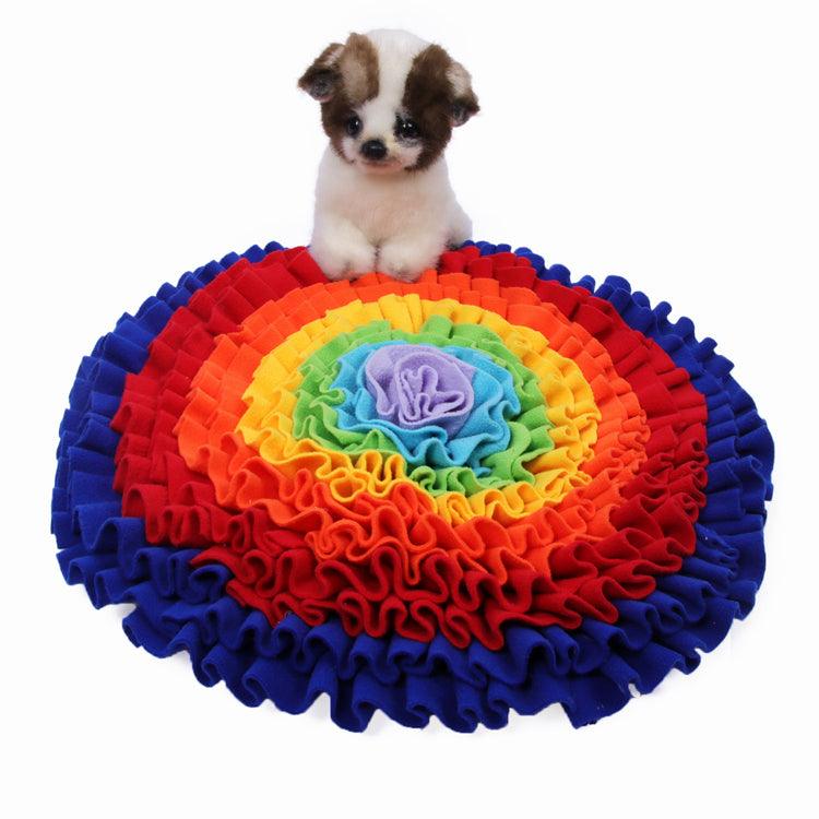 Rainbow Dog Snuffle Mat – Interactive Nose Work Puzzle Toy for Slow Feeding & Mental Enrichment
