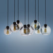 CUBUS Graphite Glass Scandinavian Pendant Light Fixture for Kitchen Island, Dining Room & Living Room (8-Light)