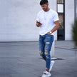 Men Fashion Ripped Hole Denim jeans pant trouser