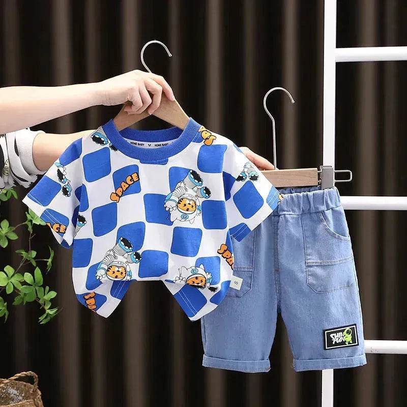 Fashion Personality Short Sleeve Boys Summer Suit