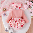 One-piece Romper Pants Bow Headdress Suit Baby girl casual pink romper with head bowtie