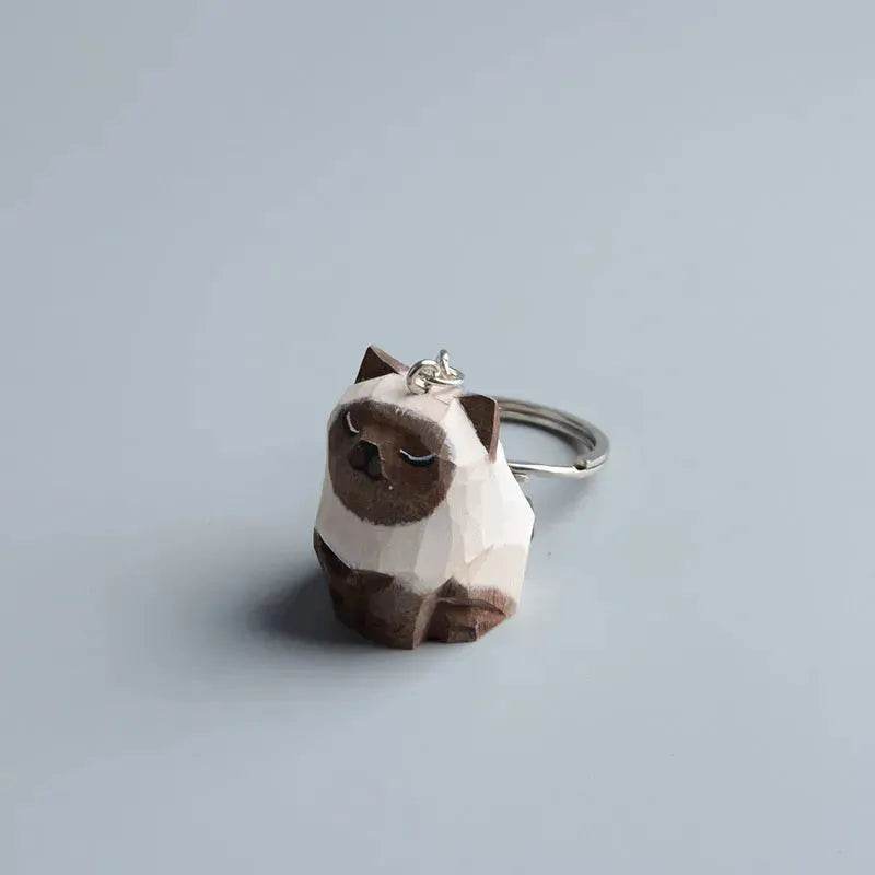Creative Decorative Hand carved wooden Cat Trinkets Ornaments