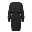 Women 2pcs Winter Outfit Cashmere dress Cropped Pullover top