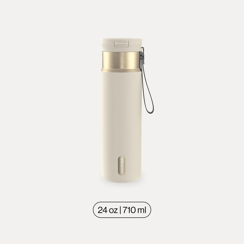 Contigo SnapSeal 24 oz Water Bottle w/Carry Strap & Reusable Straw | Vacuum-Insulated Stainless Steel for Hot & Cold Drinks | Spill-Proof Lid | BPA & Lead-Free | Dishwasher Safe 🍁 All In One Marketplace Canada