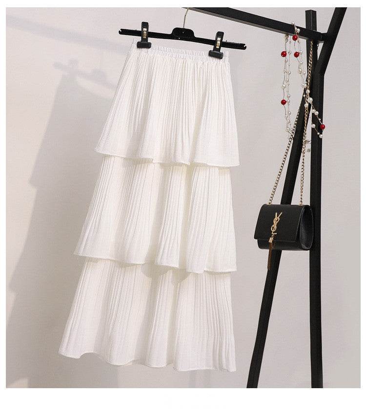 Women's Spring And Summer Chiffon layered Midi maxi Skirt