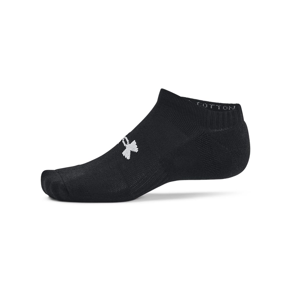 Under Armour Unisex Adult Training Cotton No Show Socks (6 Pairs), (001) Black/Black/White, Large 🍁 All In One Marketplace Canada