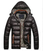 Winter leather Puffer coat for men Hooded padded Winter jacket for men