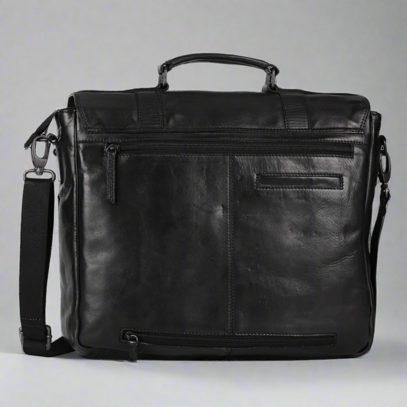 MET Premium Leather Laptop Bag. Messenger Briefcase with Detachable Shoulder Strap