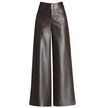 High Waist Thick Loose Big Leg Straight All-matching Wide Leg Leather trouser Pants For Women