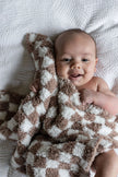 Chocolate Milk & White Check Print Lovey