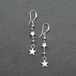 Silver Plate Double Drop Star Charm Earrings