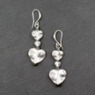 Silver Plate Double Drop Heart Earrings