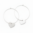 Silver Plate Heart On Hoop Earrings