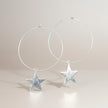 Silver Plate Star On Hoop Earrings