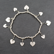 Silver Plate Elasticated Heart Charm Bracelet