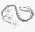 Silver Plate Triple Flower Necklace on Suede