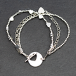 Silver Plate Multi Strand Heart Charm Bracelet With T-Bar