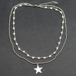 Silver Plate Double Strand Star Charm Necklace