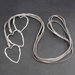 Triple Heart Necklace on Suede in Silver Plate