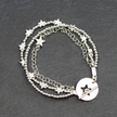 Silver Plate Multi Strand Star Charm Bracelet With T-Bar Clasp