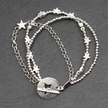 Silver Plate Multi Strand Star Charm Bracelet With T-Bar Clasp