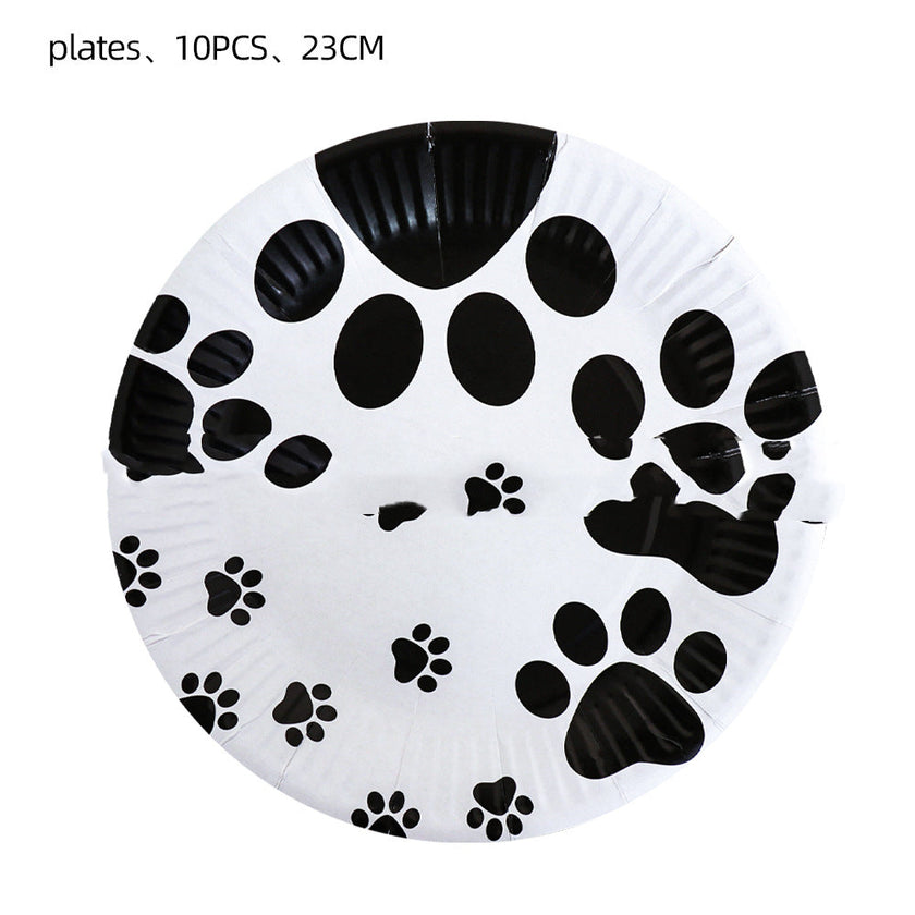 Dog Paw Birthday Party Tableware Set – Pet Birthday Plates, Cups & Decoration Kit