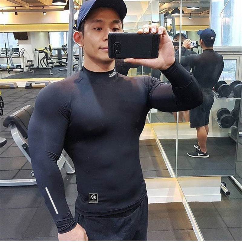 Muscle fit Long sleeve Gym shirt Sports Leisure Top for men
