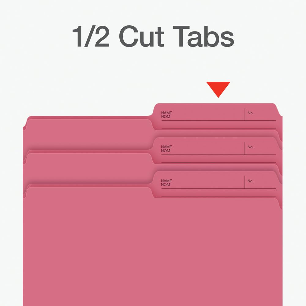 Pendaflex File Folders, 1/2 Cut Tab, Letter Size, Pink, Durable Paper Stock, 100/Box, Ideal for Office/Home/School File Organization, Made in Canada 🍁 All In One Marketplace Canada