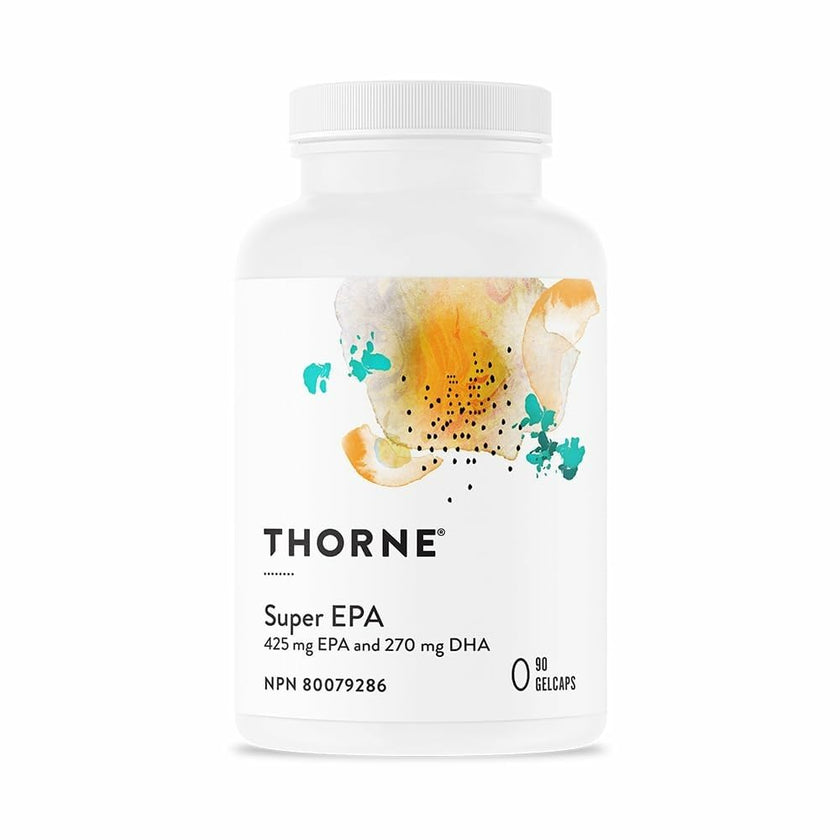 THORNE Super EPA - Omega-3 Fatty Acids EPA 425mg and DHA 270mg Supplement - Support Brain, Cardiovascular, Joints, and Skin* - Gluten-Free, Dairy-Free, Soy-Free - 90 Gelcaps 🍁 All In One Marketplace Canada