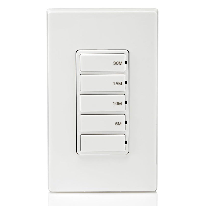 Leviton 2-Pack Countdown Timer Switch for Bathroom Fan and Household Lights, 5-10-15-30 min, No Neutral Required, Single Pole, 15A, 1/2HP/9.8A Fan/Motor, DT130-1LW, White 🍁 All In One Marketplace Canada