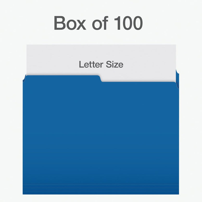 Pendaflex File Folders, Blue Colour File Organizers, 1/2 Cut Tab, Letter Size, Durable Paper Stock, 100/Box, Ideal for Office, Home, and School Filing Needs 🍁 All In One Marketplace Canada