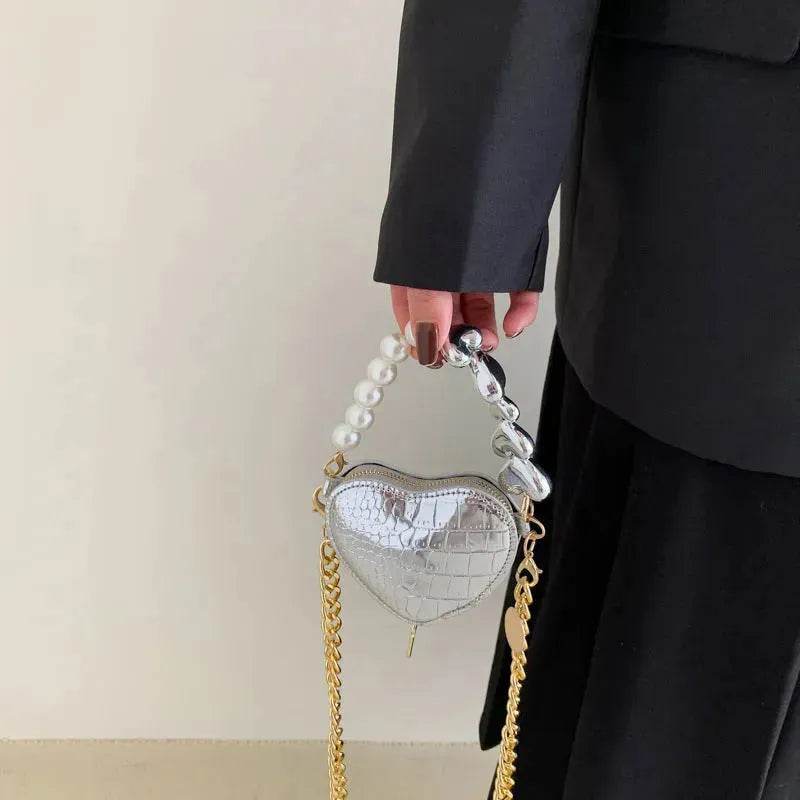 Love Shape Pearl Mini Messenger Bag for ladies y2k crossbody bag