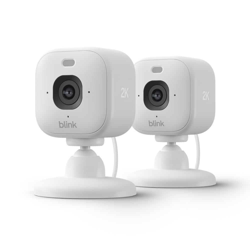 Blink Mini 2K+ (newest model) – Plug-in Home & Pet Security Camera with 2K video resolution, colour night vision, enhanced audio, motion detection – 2 cameras (White) 🍁 All In One Marketplace Canada