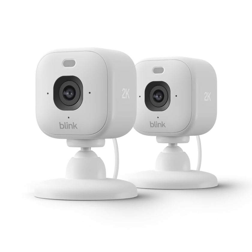 Blink Mini 2K+ (newest model) – Plug-in Home & Pet Security Camera with 2K video resolution, colour night vision, enhanced audio, motion detection – 2 cameras (White) 🍁 All In One Marketplace Canada