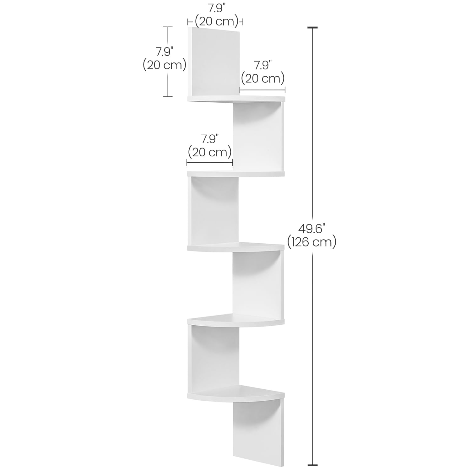 VASAGLE CUSTOS Collection - Corner Shelf Wall Mount, 5-Tier Floating Corner Bookshelf, Plant Shelf for Bedroom, Living Room, Bathroom, Home Office, Cloud White ULBC72WT 🍁 All In One Marketplace Canada