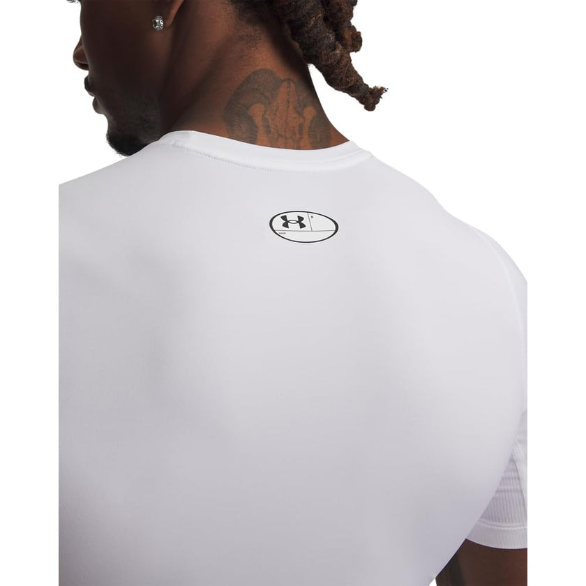 Under Armour Mens Armour HeatGear Compression Short-Sleeve T-Shirt, White (100)/Black, Small 🍁 All In One Marketplace Canada